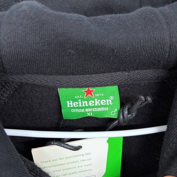 New Heineken Beer Hoodie XL Mens Black Official Merchandise Hooded Sweatshirt - Picture 7 of 10